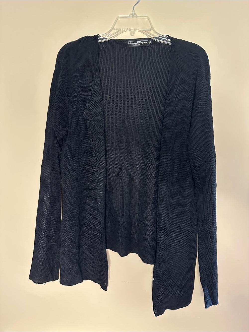 Salvatore Ferragamo Black Open-Front Ribbed Cardigan